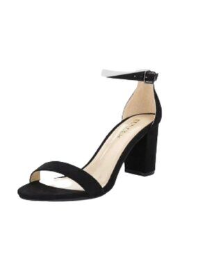 Euncer Black Block Heel Ankle Strap Open Toe Sandals Minimal Summer